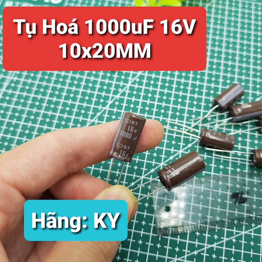 COMBO Tụ Hóa 1000uF 16V 10x20MM Hãng KYTụ Phân Cực Lọc Nguồn Cho Mạch Điện Tử