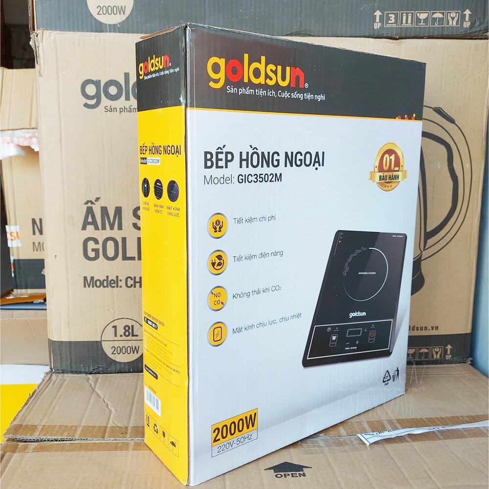 Bếp hồng ngoại Goldsun GIC3502M công suất 2000W dùng cho mọi loại nồi chảo - Hàng chính hãng, bảo hành 12 tháng