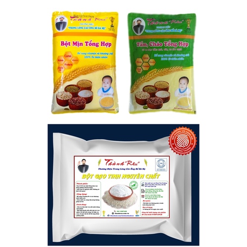 Bộ 3 bột ăn dặm, cháo tấm dinh dưỡng và bột gạo tám nguyên chất