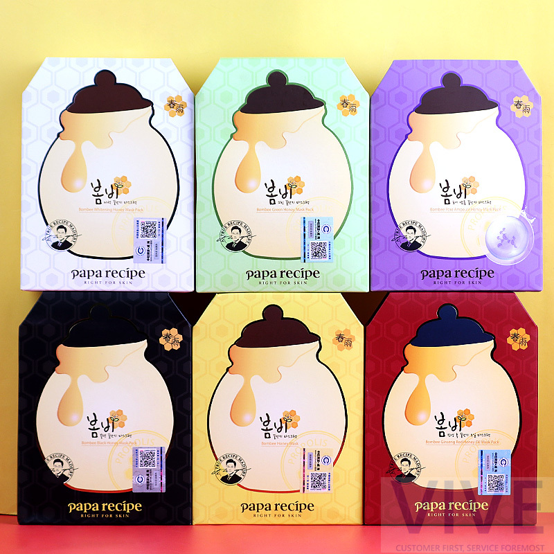 Mặt nạ
 Papa Recipe Bombee Honey Mask (10 Sheets)/purple/yellow/black/whitening/green/red