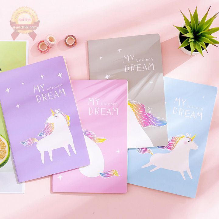 Sổ ghi chú kẻ ngang đẹp 30 trang Vở viết cho học sinh viên hình unicorn kỳ lân cute dễ thương