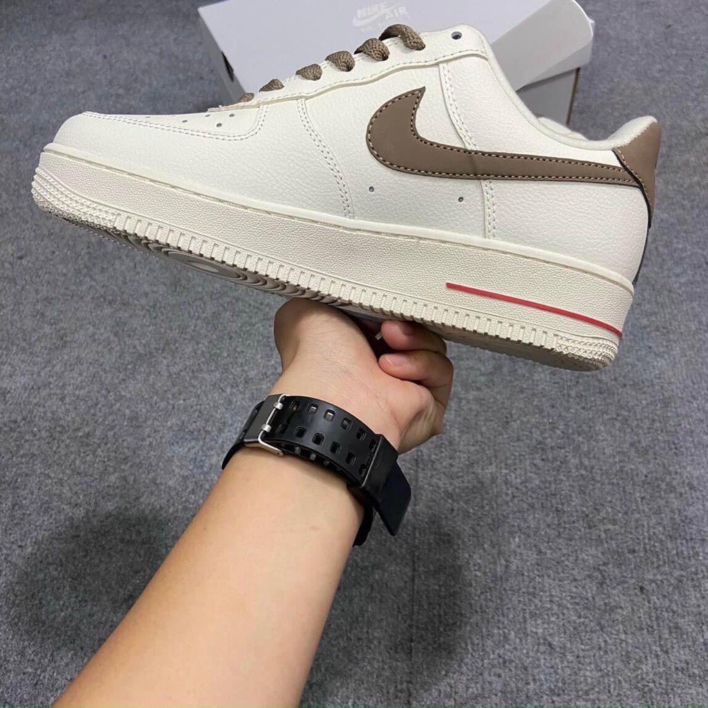 Giày AF1 vệt nâu bản trung SC, Sneaker Air Force 1 nâu trắng dành cho nam nữ, full bill tặng box bảo vệ