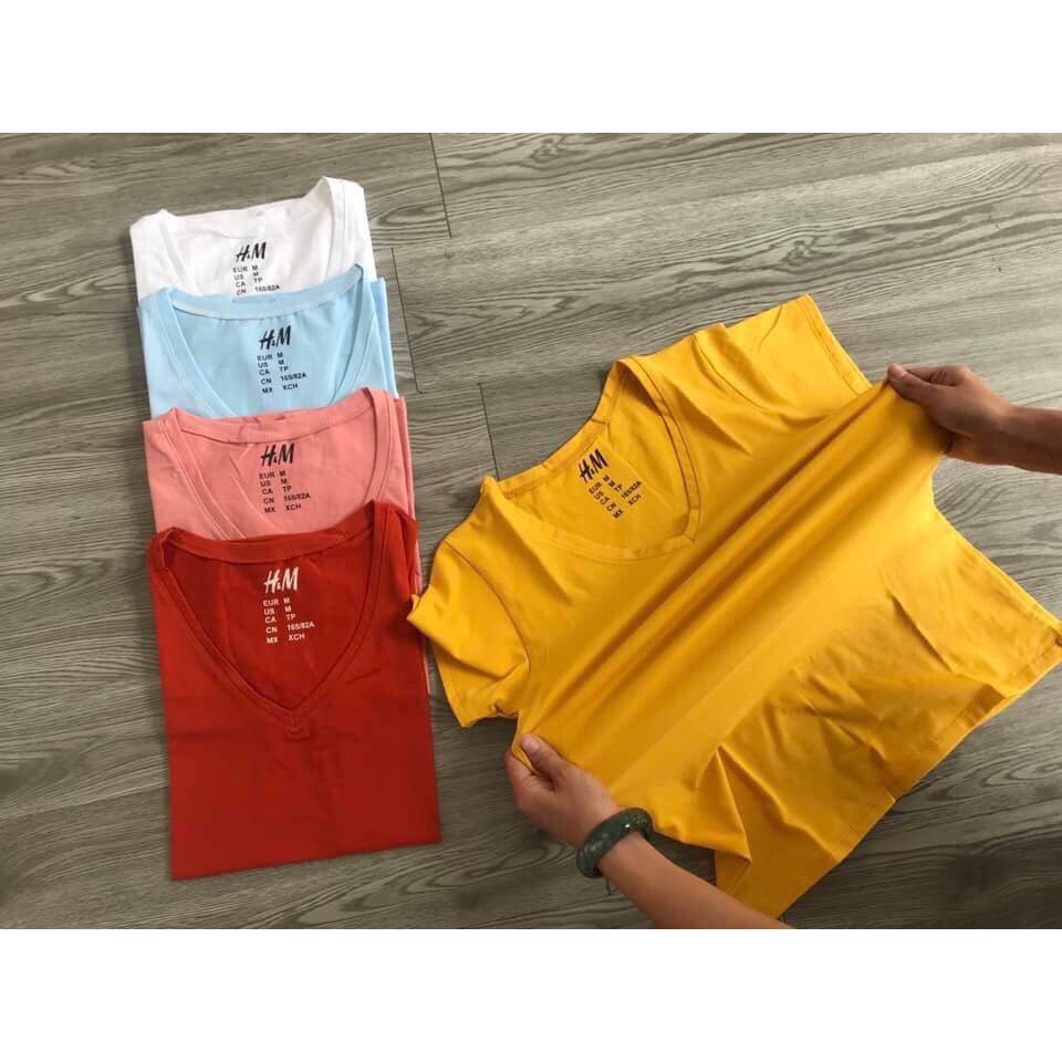 Áo thun cổ tim nữ đủ màu vải dày đẹp a04