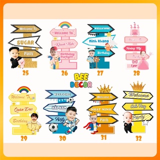 Cây Welcome Sinh Nhật In Hình Chibi, Tên Bé