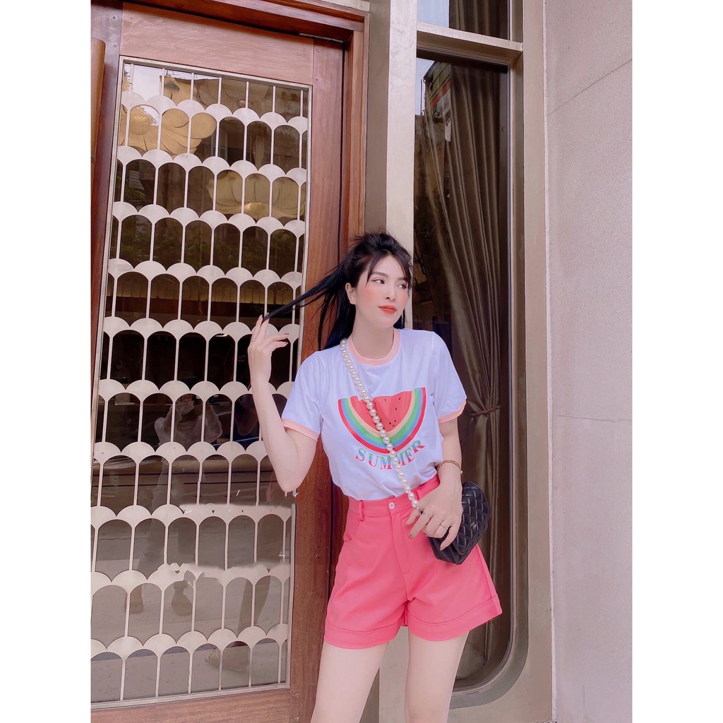 [MUA 1 ĐƯỢC 2] Set Trang Phục Nữ, Set Áo Phông Nữ Phối Quần Màu Hồng Siêu Xinh | BigBuy360 - bigbuy360.vn