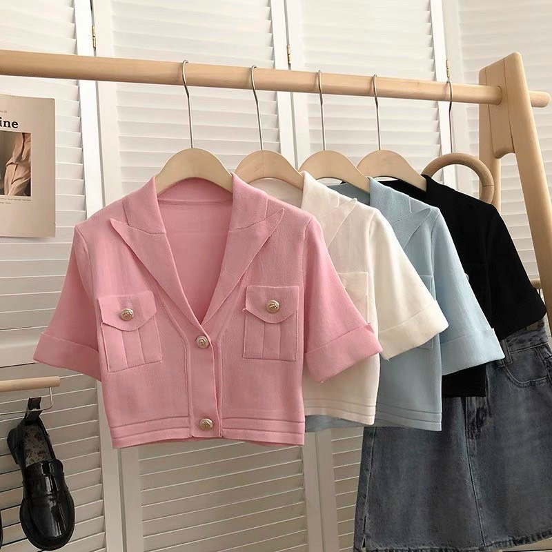 ÁO LEN CROPTOP PHỐI NÚT [TNT SHOP BIGSIZE]