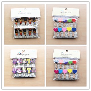 Set 10 kẹp ảnh gỗ clip mini trang trí treo ảnh kèm 2m dây thừng nhiều mẫu hoạt hình