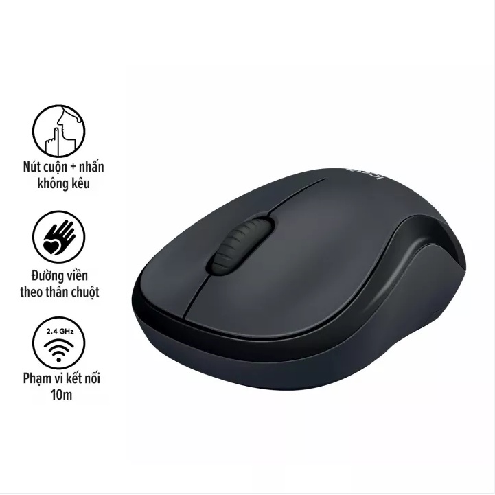 Chuột không dây Logitech M220 M221 Silent - giảm ồn, USB, phù hợp PC/Laptop