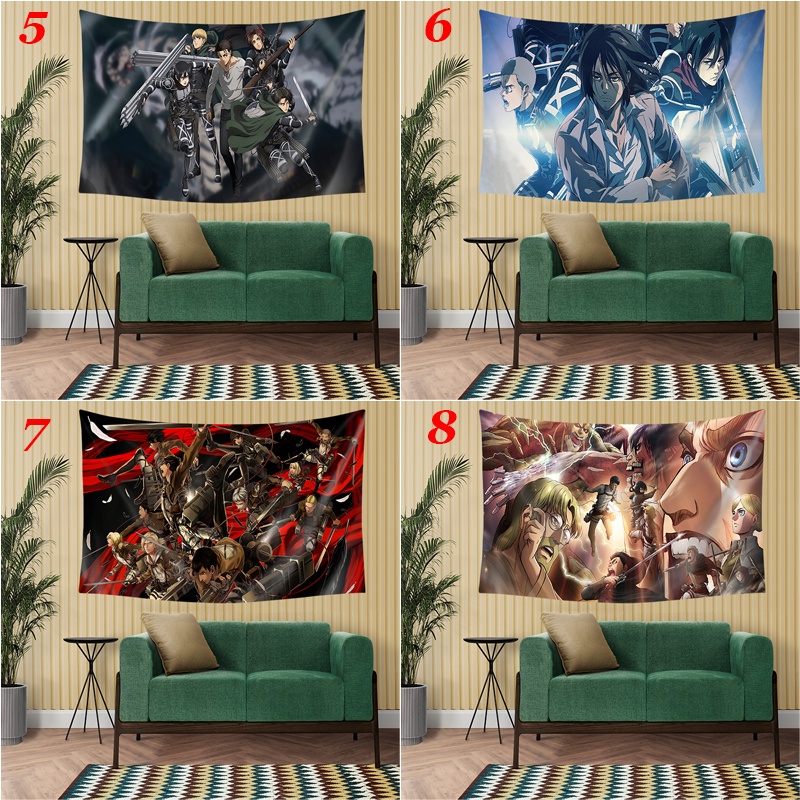 Thảm Treo Tường Trang Trí In Hình Attack on Titan Kèm Kẹp Giữ