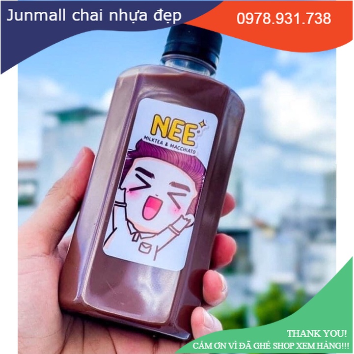 Chai nhựa vuông dẹt 500ml , chai nhựa dẹp đựng trà sữa 500ml | BigBuy360 - bigbuy360.vn