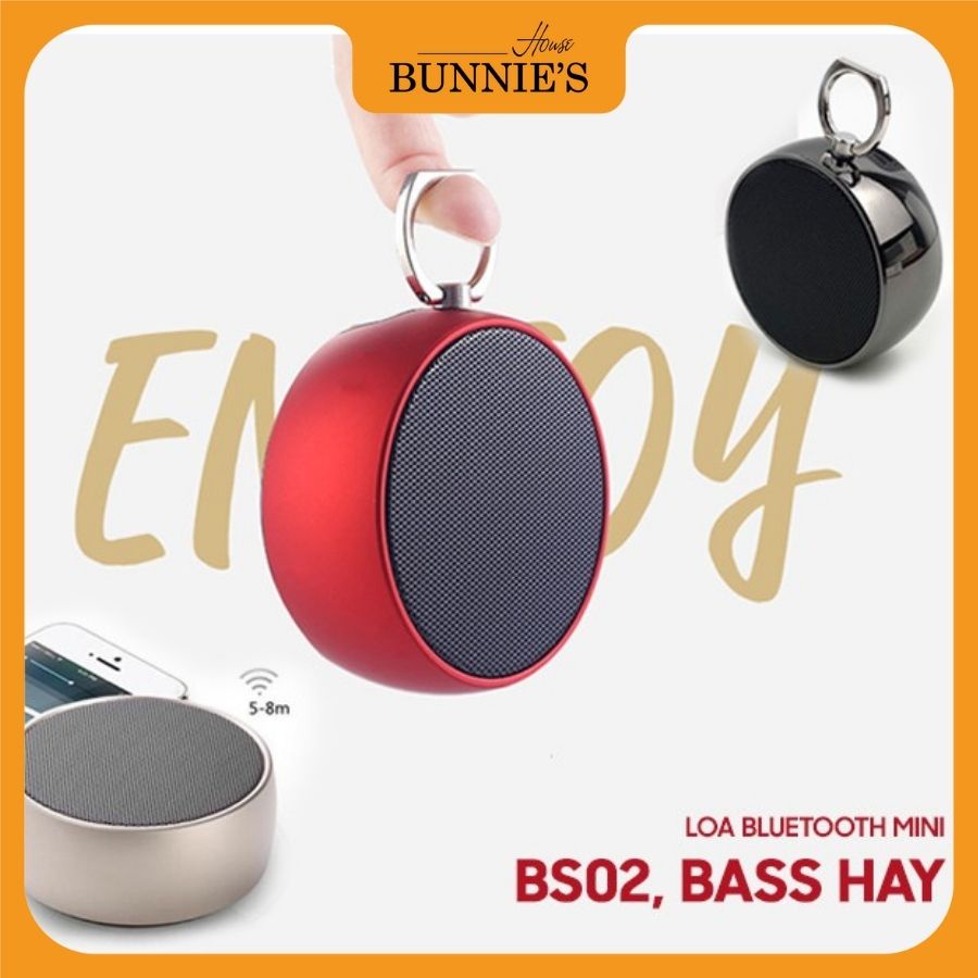 [Mã ELHACE giảm 4% đơn 300K] Loa bluetooth mini BS02 ⚡️CÓ MÓC TREO⚡️ nhỏ gọn, tiện lợi, hỗ trợ thẻ nhớ