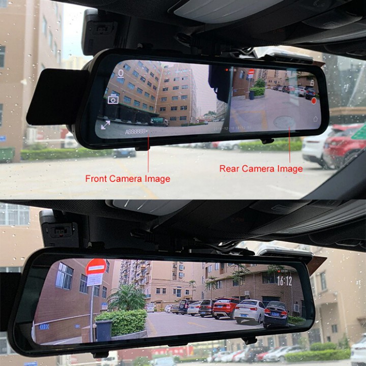 [Ô Tô Tải] Camera Hành Trình Gương Chuyên Dụng Cho Xe Tải - Ghi Hình Cùng Lúc Trước Sau - Dây Camera Lùi Dài 15m