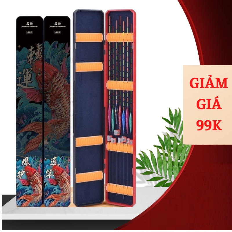 Hộp đựng phao câu đài 2 lớp hộp đựng phao 62cm hoạ tiết CÁ CHÉP BIỂN CẢ