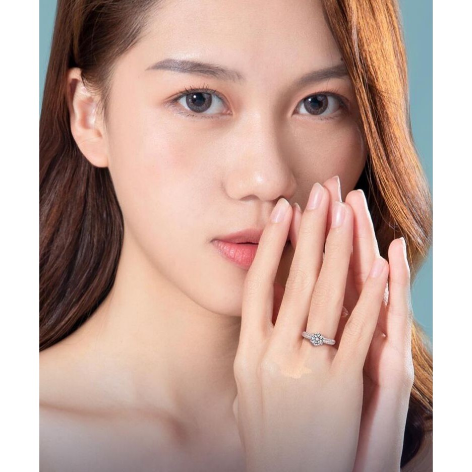 Nhẫn Bạc S925 1 carat Moissanite Đính Kim Cương Hai Mặt Thời Trang Dân Tộc Cho Nữ