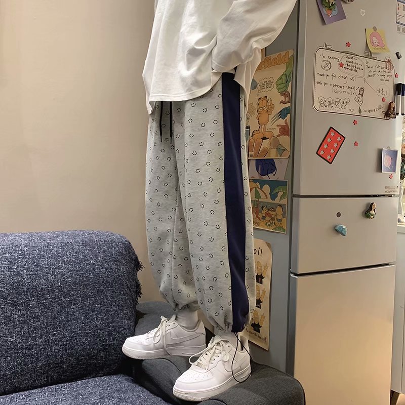 quần ống rộng Lưng Thun In Hình Mặt Cười Phong Cách Nhật Bản Dành Cho Cả Nam Và Nữ | BigBuy360 - bigbuy360.vn