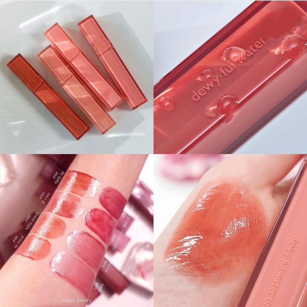 Son kem bóng ROMAND Dewy Ful Water Tint mềm mướt căng mọng mịn môi ROMA18