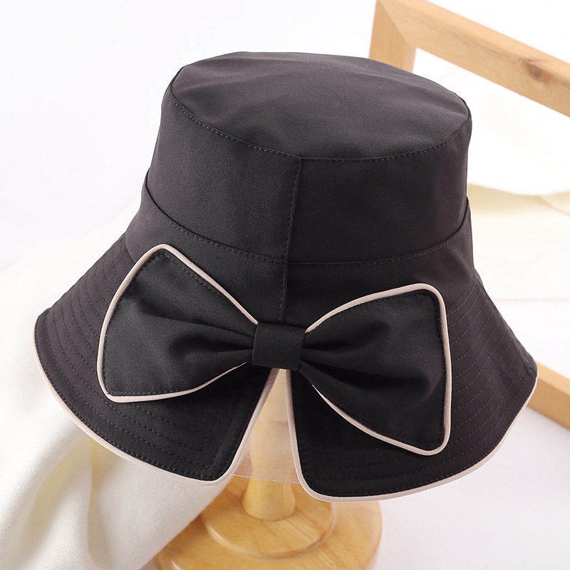Mũ Bucket Đính Nơ Phong Cách Hàn Quốc Xinh Xắn Cho Nữ
