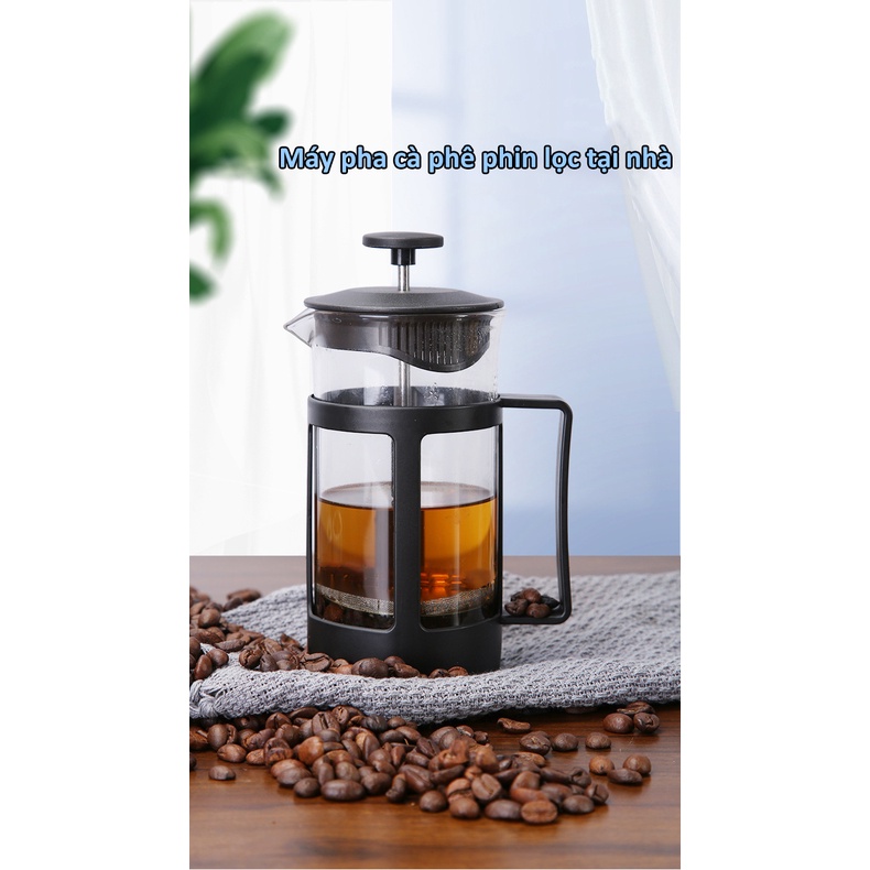 Bình pha cà phê Pháp 350ml/600ml/800ml, Thân thủy tinh chịu nhiệt Borosilicate, Dùng để pha trà hay cà phê theo