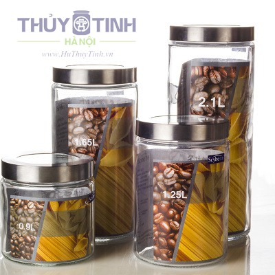 Lọ hũ thủy tinh đựng gia vị, thực phẩm nắp inox cao cấp