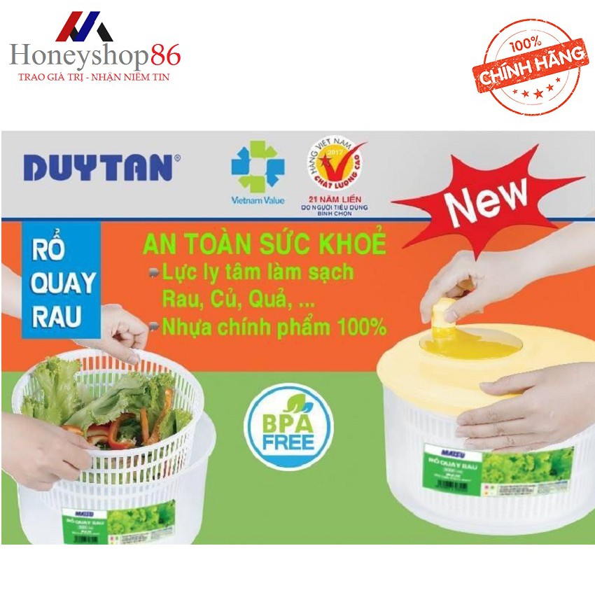 Bộ quay rau  Duy Tân (Ø 26,2 x 20 cm) Size Lớn.Dùng quay rau,củ mau khô sau khi rửa.HONEYSHOP86