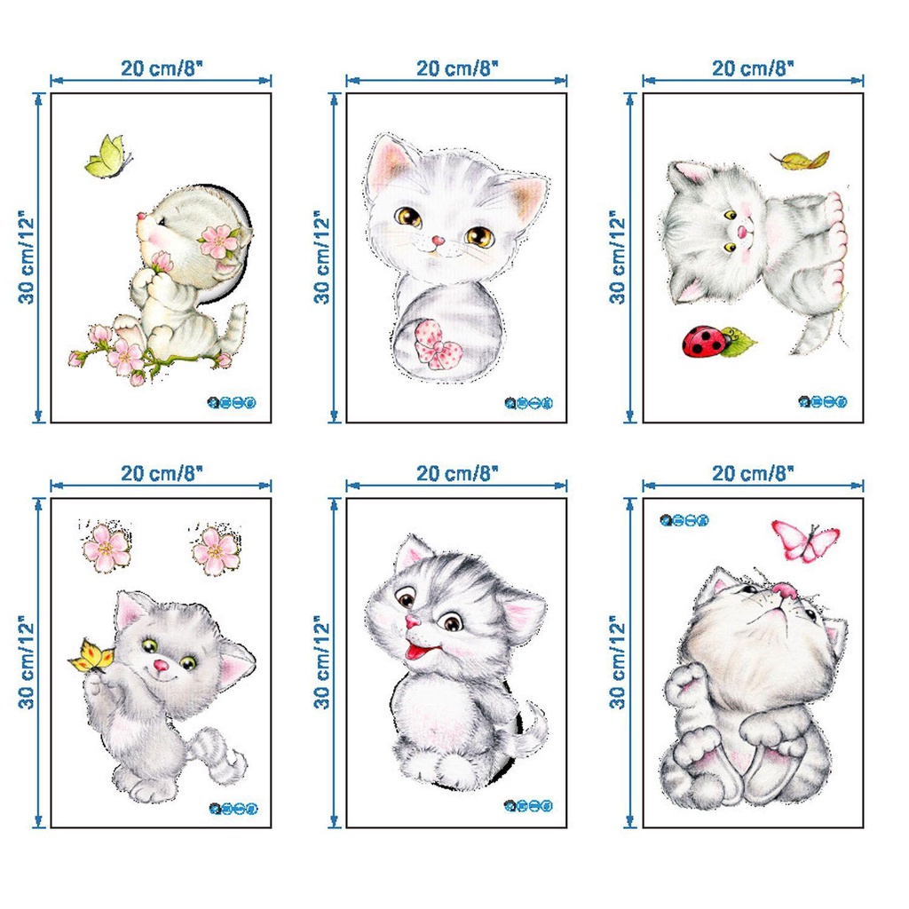 Miếng Dán Tường Trang Trí Phòng Khách Hình Mèo Hoạt Hình Dễ Thương