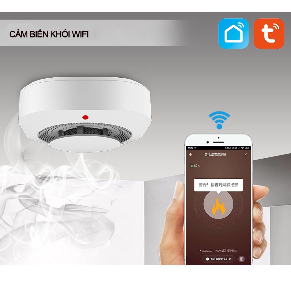 Đầu Cảm Biến Khói Báo Động Hỏa Hoạn Wifi Tuya ST-3v2