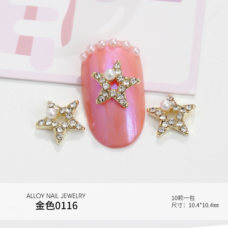 Miếng Dán Trang Trí Móng Tay Nghệ Thuật Hình Hươu Sao Năm Cánh Bằng Hợp Kim Màu Sắc Đa