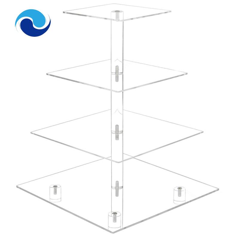 Giá Đỡ Trưng Bày Bánh Cupcake 4 Tầng Bằng Acrylic Có Đèn LED Cho Đám Cưới