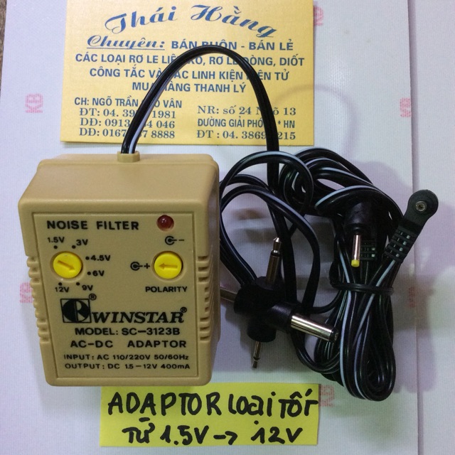 Bộ đổi nguồn Winstar 110 v/220 v ra từ 1.5 v&gt;12 vDc