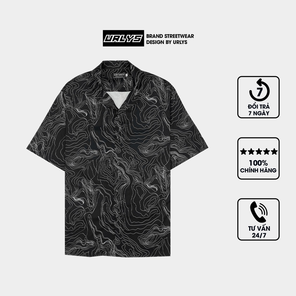 Áo sơ mi tay ngắn nam nữ URLYS form rộng sơ mi họa tiết tay lỡ cổ vest unisex ulzzang BUNNY PẢTTERN