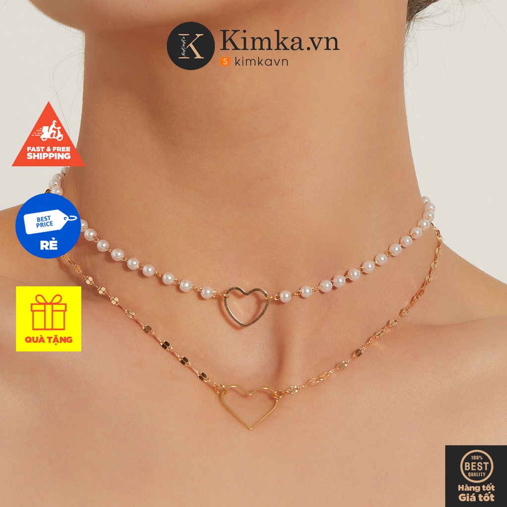 (006) Dây Chuyền Hai Lớp Đính Hạt Mặt Trái Tim