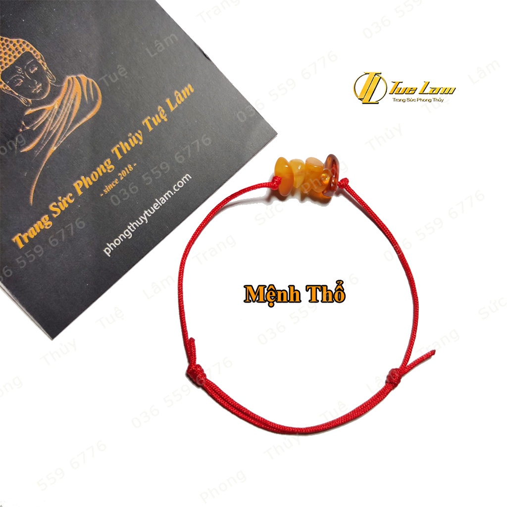 Vòng tay chỉ đỏ may mắn mix hạt nhiều màu hợp mệnh - Tuệ Lâm