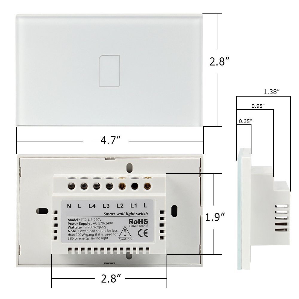 Công Tắc Cảm Ứng Broadlink/ Bestcon TC2 - US 1 Gang