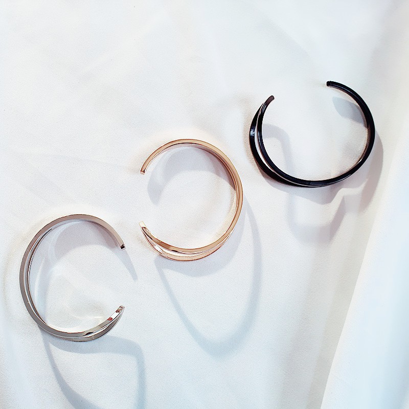 Korean version of creative double layer design titanium steel bracelet B702