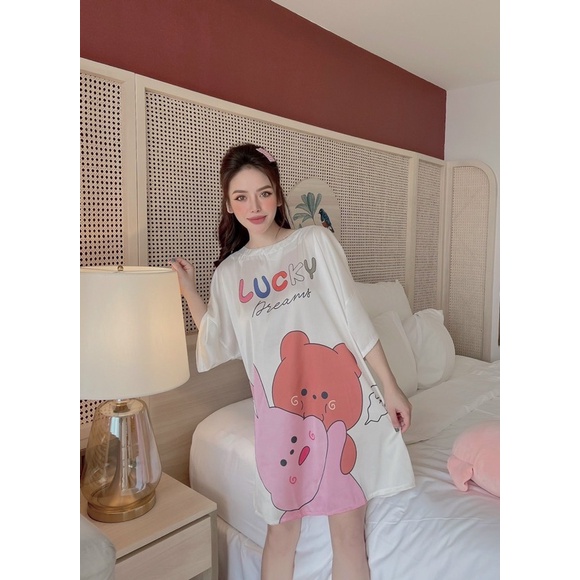 [SẴN] ĐẦM NGỦ CHẤT LỤA SATIN - LATIN HÀNG CHIN HOẠ TIẾT HOẠT HÌNH DỄ THƯƠNG🥰 | BigBuy360 - bigbuy360.vn