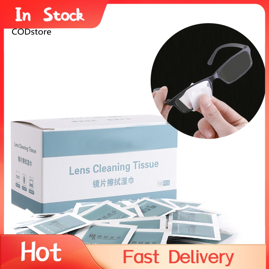 Hộp 100 Khăn Lau Kính Mắt Dùng Một Lần Tiện Dụng