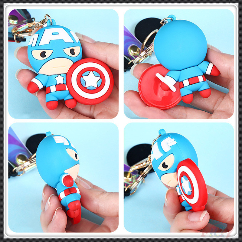 Móc khóa silicon nhân vật siêu anh hùng The Avengers Người Sắt /Người Nhện/Đội trưởng Mỹ/ Hulk/Thor 6 kiểu dáng xinh xắn