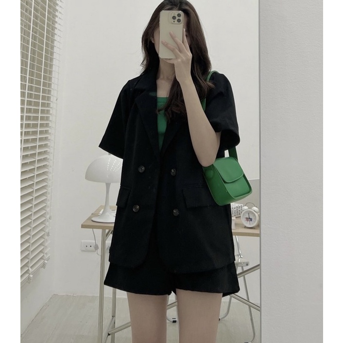 [HÀNG SẴN]SET ÁO BLAZER VẠT TRÒN MIX SOOC STYLE ULZZANG CỰC XINH