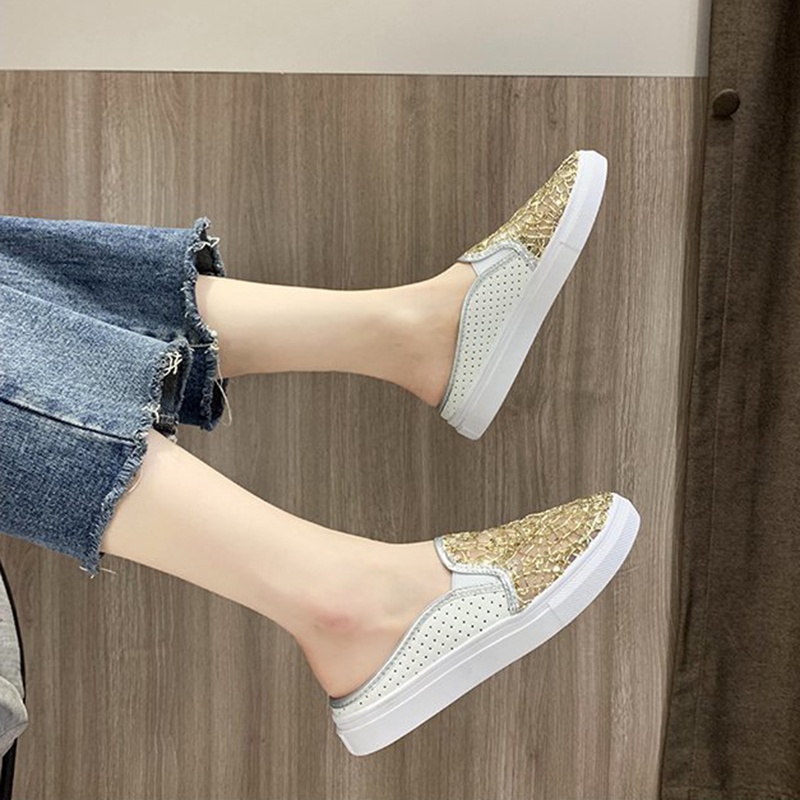 Dép bít mũi IELGY đế dày phối lưới thoáng khí thời trang dành cho nữ