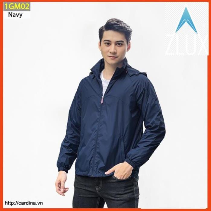 Áo gió nam CARDINA chất gió trơn 2 lớp lót lưới cao cấp dáng thể thao cản gió cản bụi chống nước 1GM -n13