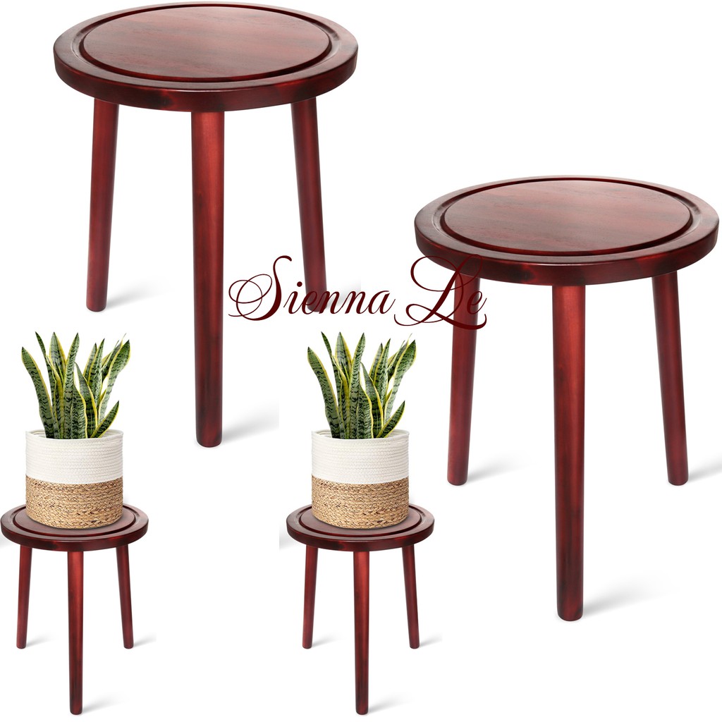 Sienna Le  Kệ Giá Tròn Nhỏ Đỡ Chậu Hoa Đôn Gỗ - Chân Tháo Rời Mặt Bàn Có Khoét Rãnh - Bàn Trà Bàn Coffee 40x30cm