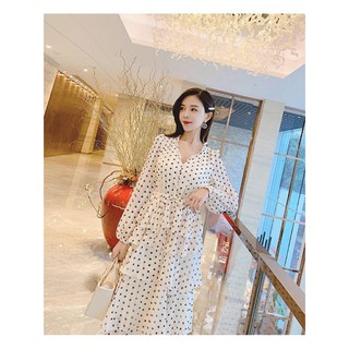 Đầm Maxi Chấm Bi 4 Tầng