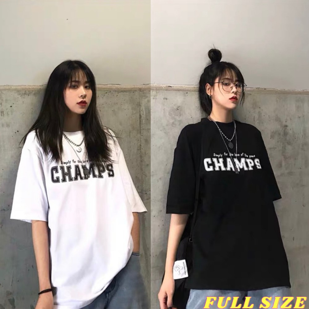 [Hình thật Áo Thun Tay lỡ From rộng CHAMPS Full size Unisex