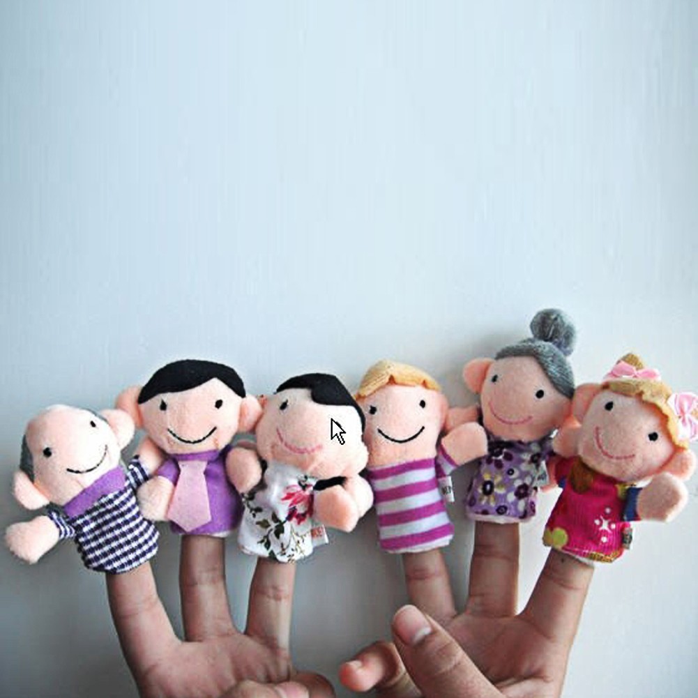 Set 6 búp bê vải gắn ngón tay hình gia đình độc đáo xinh xắn