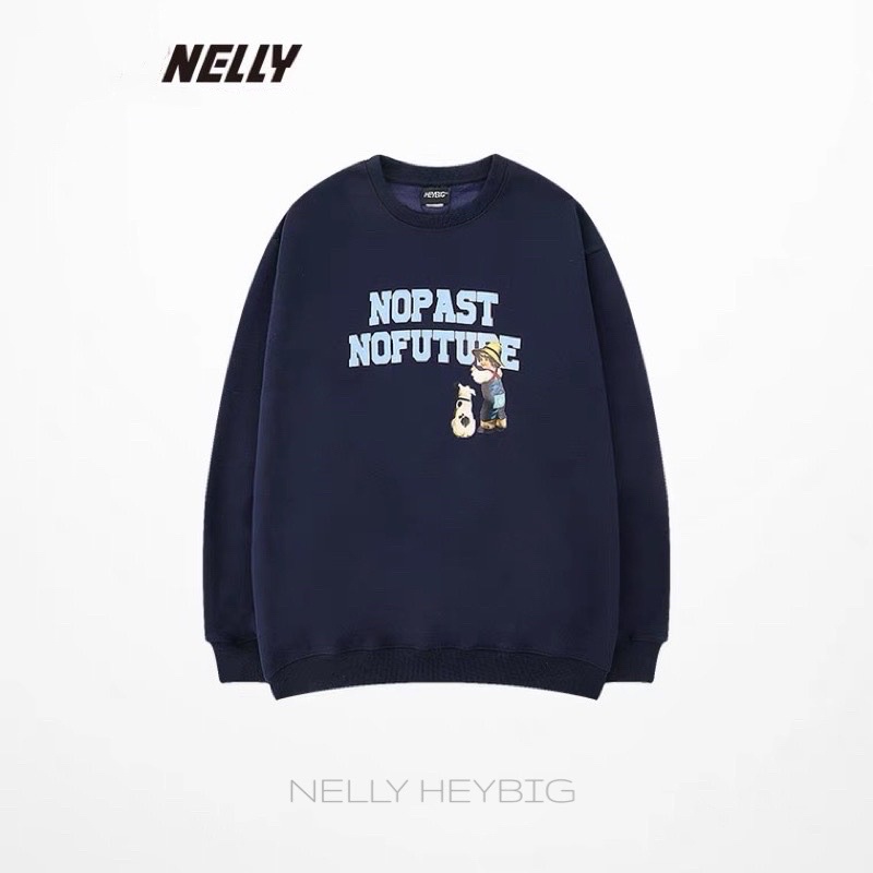 Áo sweater nỉ bông  Nelly Heybig form rộng dành cho nam và nữ nopast nofuture