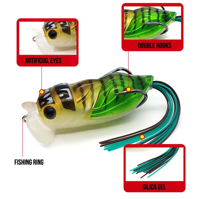 Mồi Câu Cá Giả Hình Ếch Cicada 12.6g 65mm