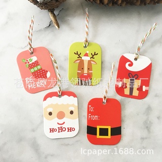 Christmas Tags Lable Cards Present Wrap Card with Hanging Rope for Christmas Decoration