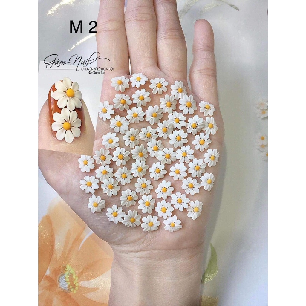 Hoa cúc bột gắn móng nail