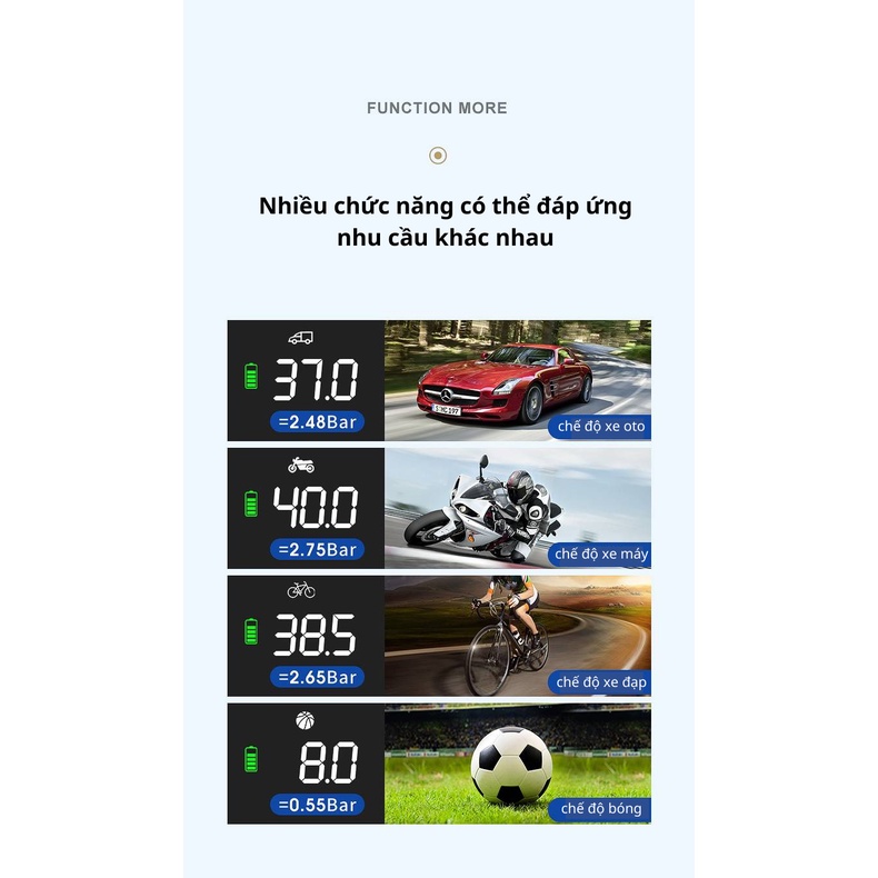 Bơm hơi tự động SASAKI tích điện kiêm sạc dự phòng - Pin 6000mah - Điện Áp 12V