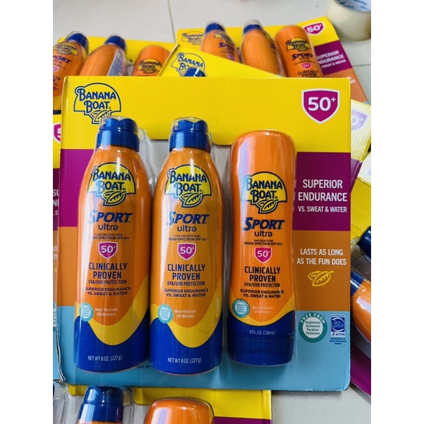 Set xịt chống nắng Banana Boat Sport thể thao SPF 50  PA++++ date 2024